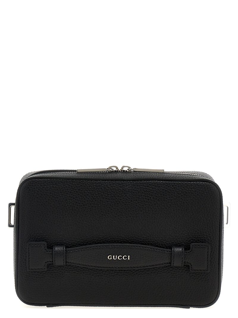 Logo leather shoulder strap GUCCI Black