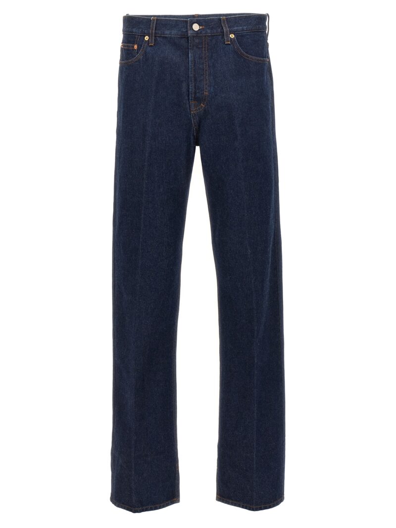 Stretched pleated jeans GUCCI Blue