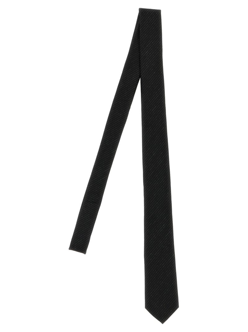 Striped tie SAINT LAURENT Black