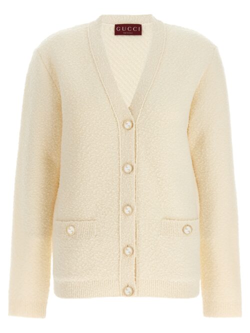 Logo buttons cardigan GUCCI White