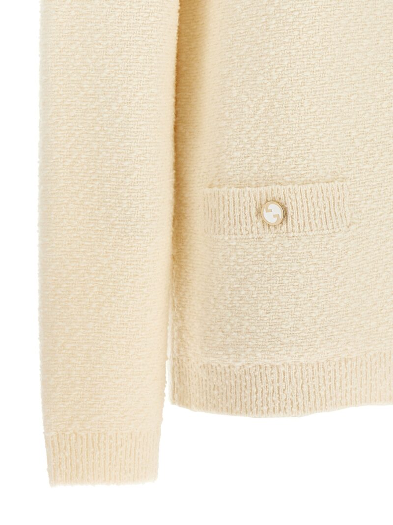 Logo buttons cardigan 92% wool 7% polyamide 1% elastane GUCCI White