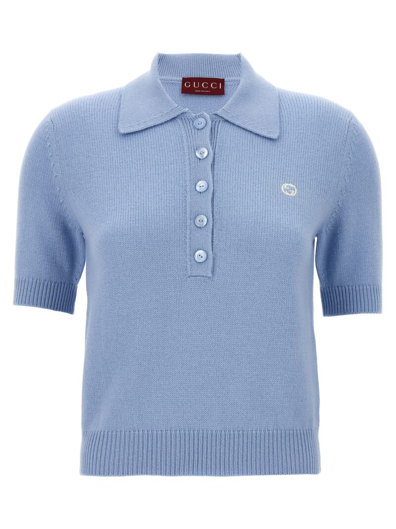 Logo embroidery polo shirt GUCCI Light Blue