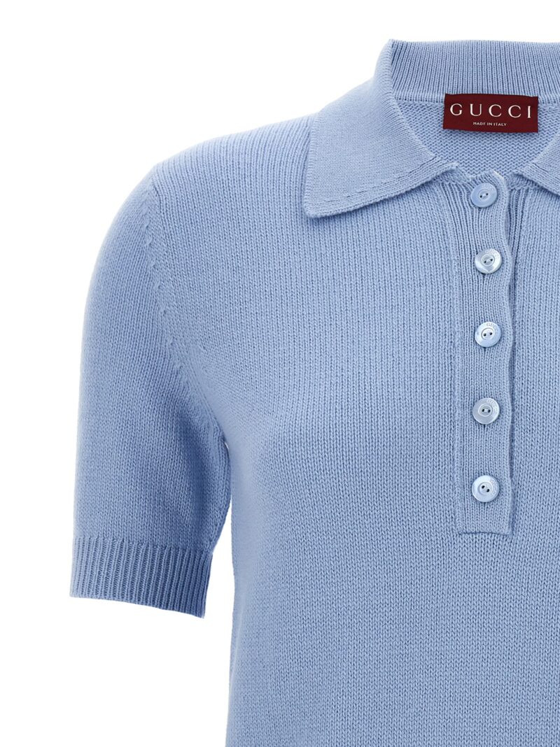 Logo embroidery polo shirt Woman GUCCI Light Blue