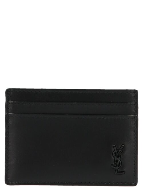 Logo leather cardholder SAINT LAURENT Black