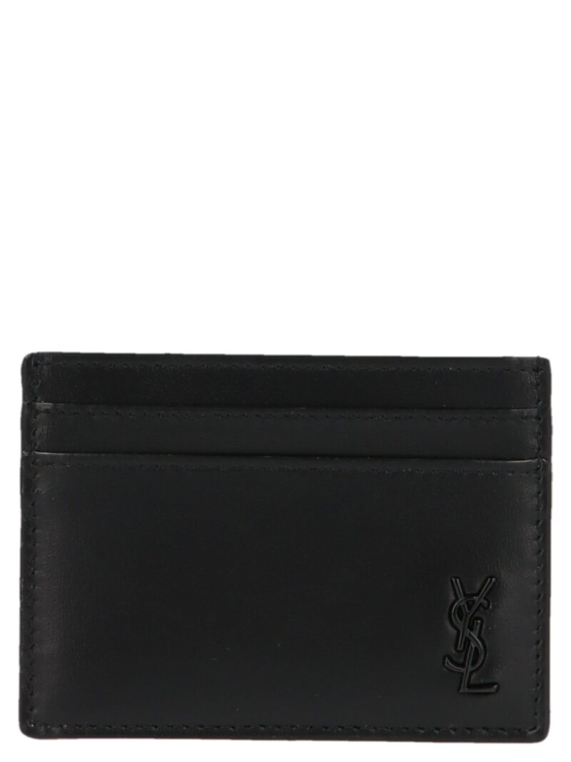 Logo leather cardholder SAINT LAURENT Black