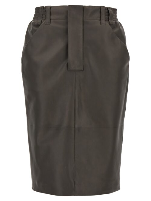 Leather skirt SAINT LAURENT Gray