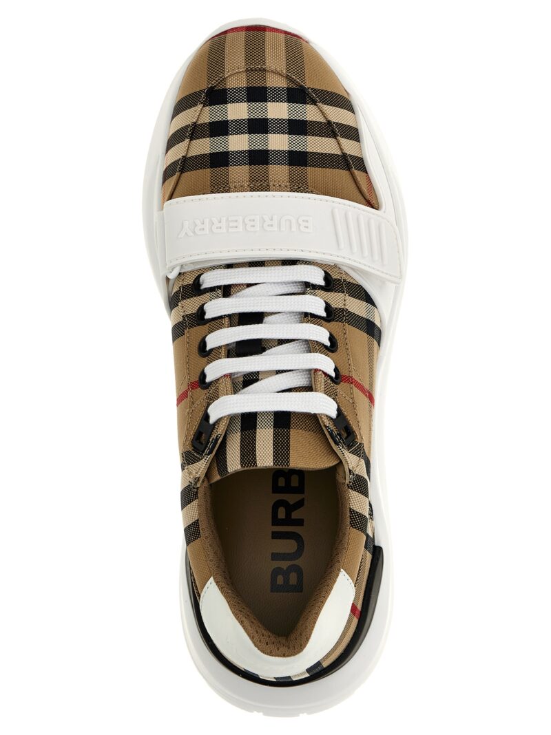 Check sneakers 97% cotton 3% calf leather BURBERRY Beige