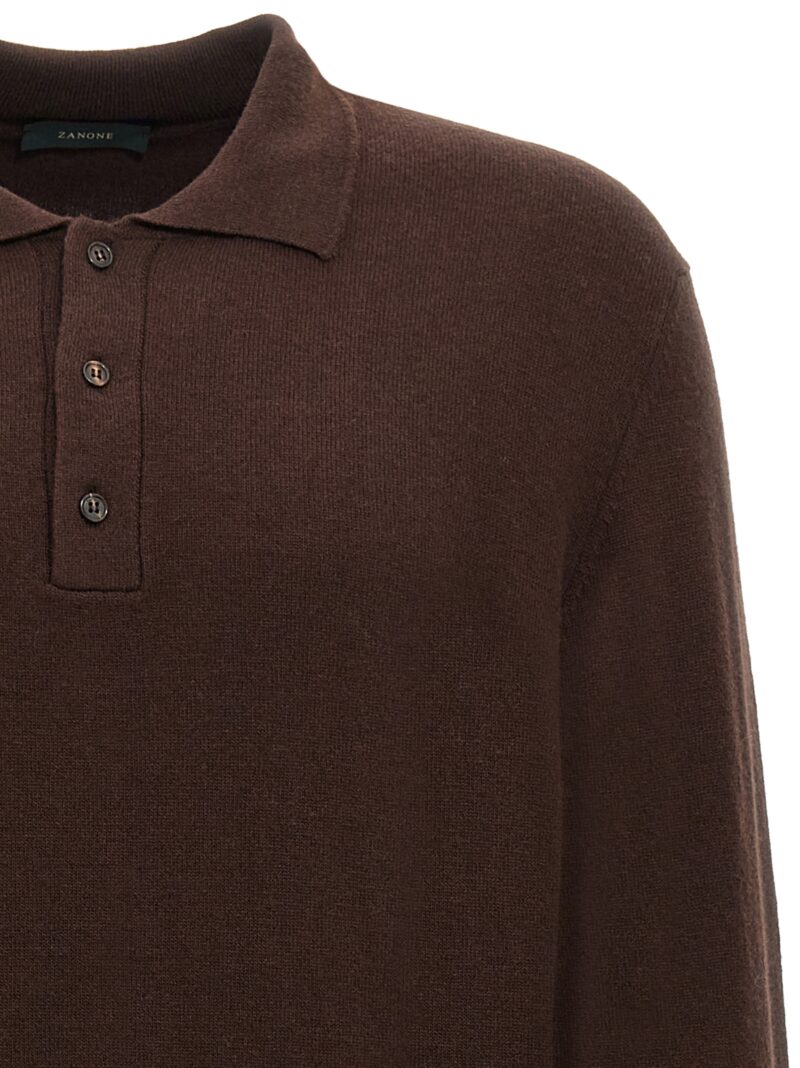 Cashmere wool polo shirt Man ZANONE Brown