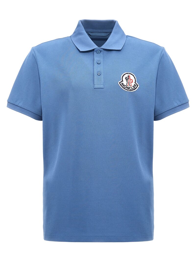 Logo patch polo shirt MONCLER Light Blue