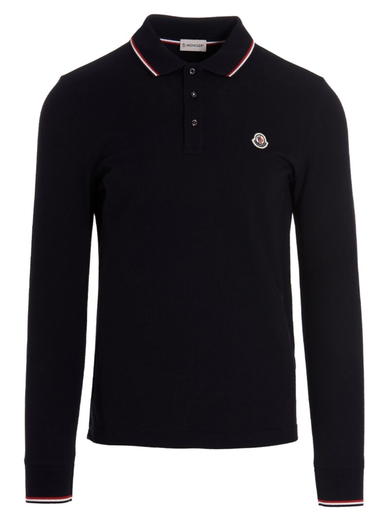 Logo patch polo shirt MONCLER Blue