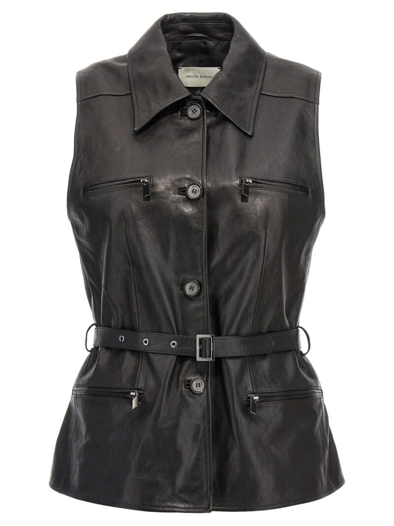 Single-breasted leather vest MAGDA BUTRYM Black