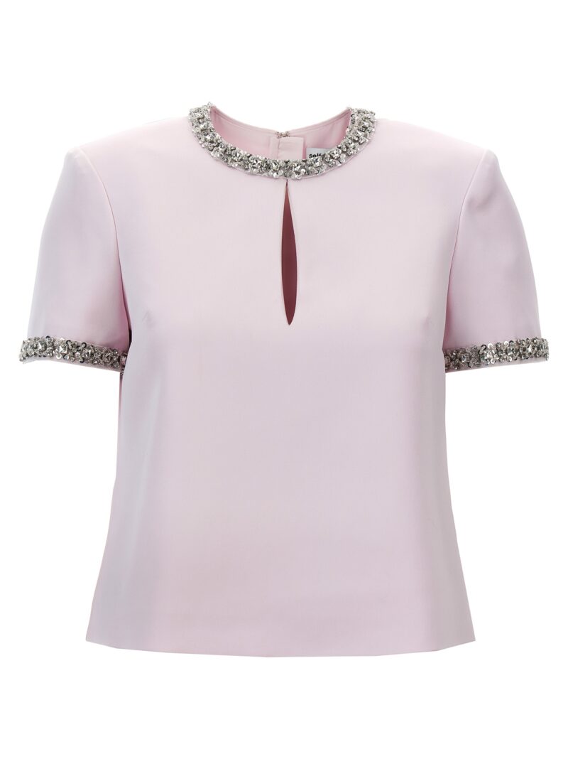 'Pink Satin Embellished' top SELF PORTRAIT Pink