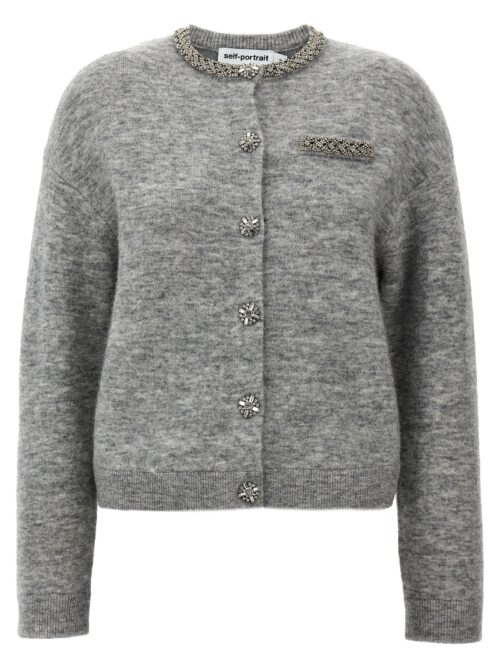 'Grey Melange' cardigan SELF PORTRAIT Gray