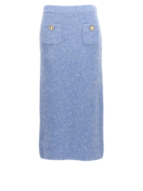 'Blue Soft Knit Midi' skirt SELF PORTRAIT Light Blue