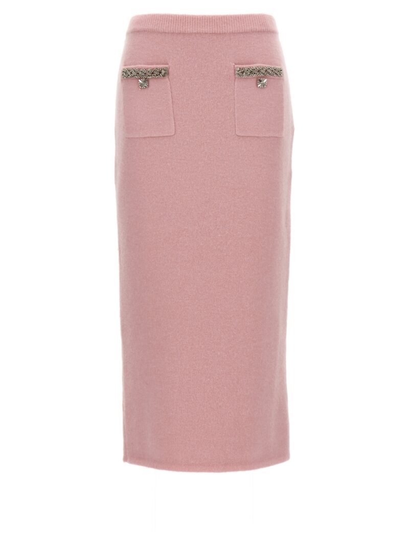 'Pink Embellished Knit Midi' skirt SELF PORTRAIT Pink