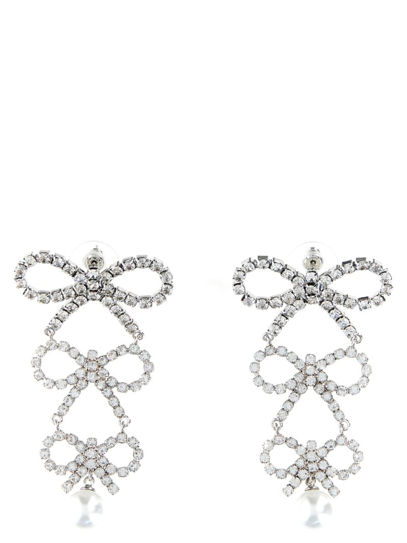 'Tiered Crystal Bow' earrings SELF PORTRAIT Silver