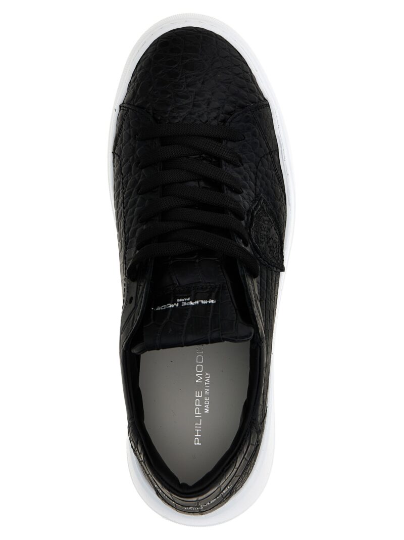 'Temple Low Man' sneakers 100% goat leather (Capra Hircus Hircus) PHILIPPE MODEL White/Black