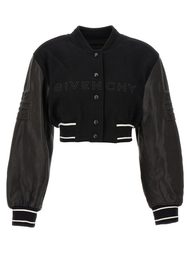 'Varsity' cropped bomber jacket GIVENCHY White/Black