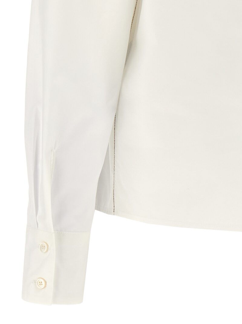 Rhinestone detail shirt 100% cotton FABIANA FILIPPI White