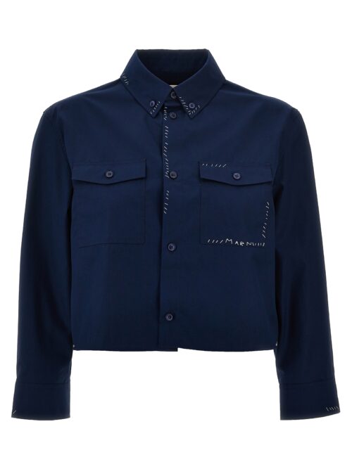 Logo embroidery stitching shirt MARNI Blue