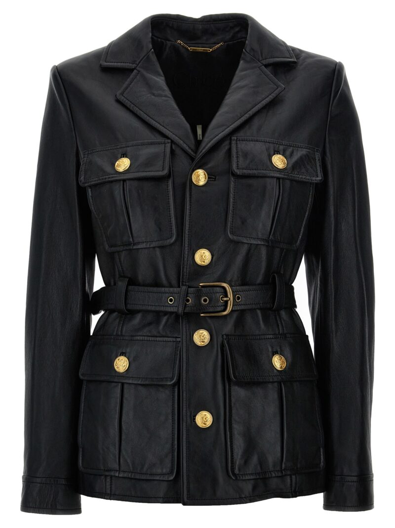 Jewel button leather jacket CHLOÉ Black