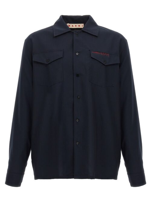 Logo embroidery shirt MARNI Blue