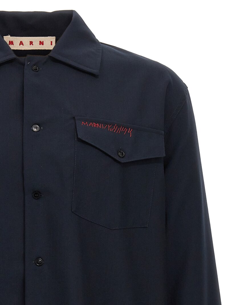 Logo embroidery shirt Man MARNI Blue