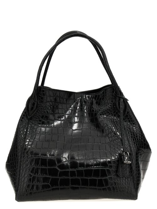 Crocodile print leather shopping bag ERMANNO SCERVINO Black