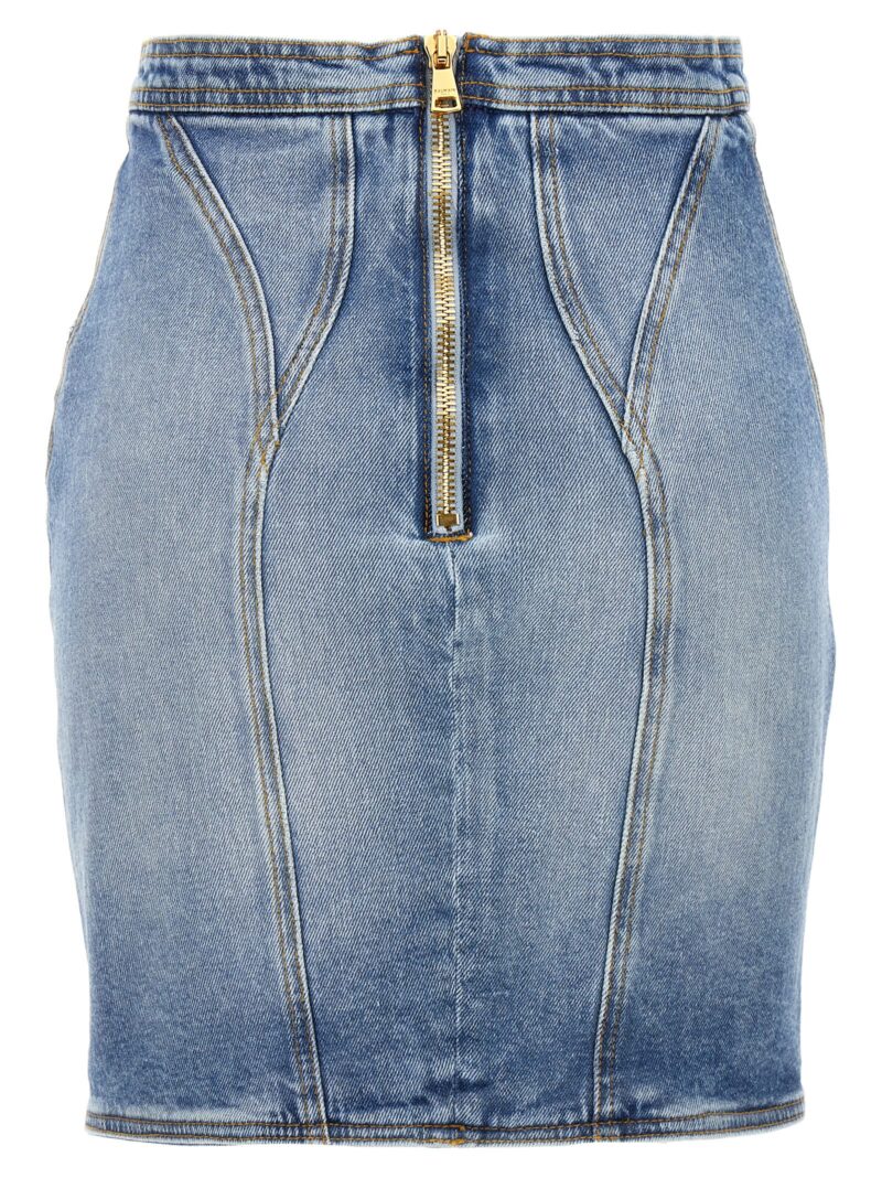 Button denim skirt DF1LBA22DE536FC BALMAIN Light Blue