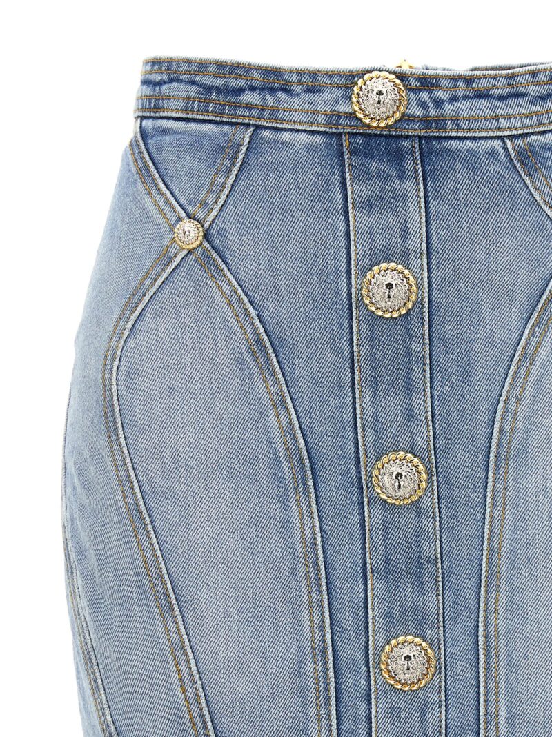 Button denim skirt Woman BALMAIN Light Blue