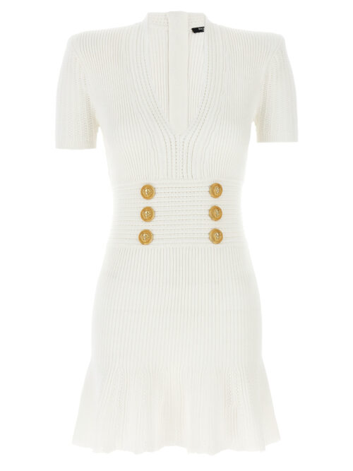 Logo button dress BALMAIN White