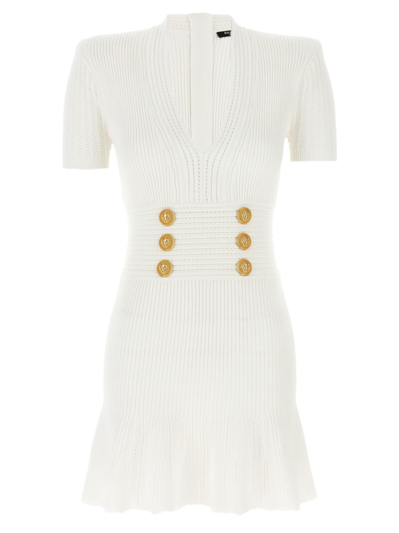 Logo button dress BALMAIN White