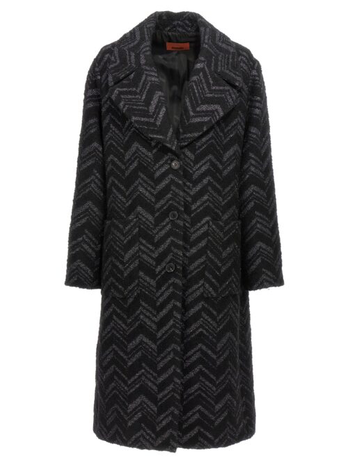 Single-breasted chevron lamé coat MISSONI Black