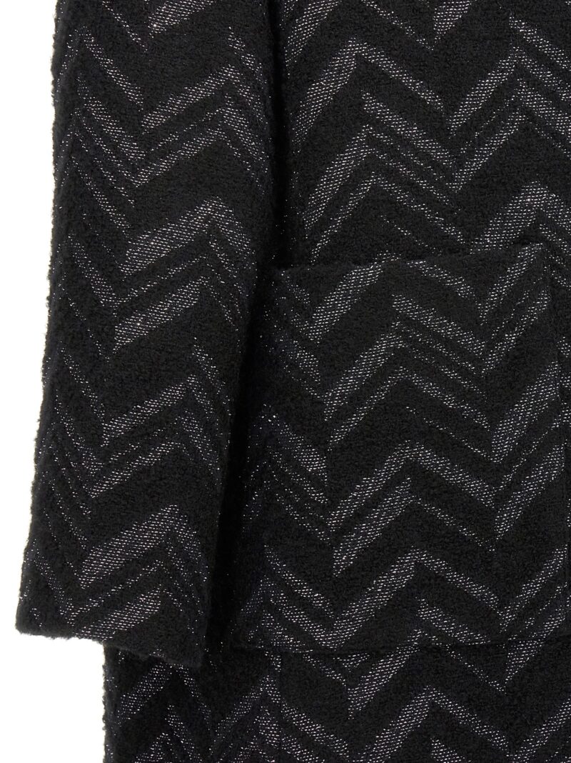 Single-breasted chevron lamé coat Woman MISSONI Black