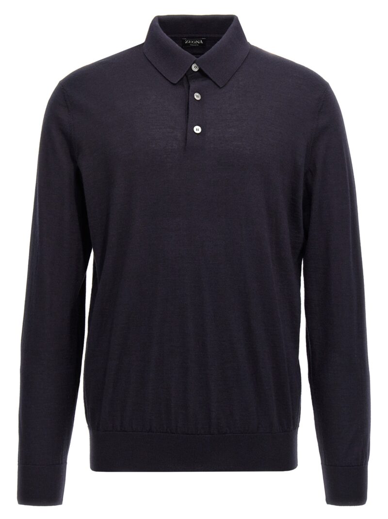 Silk cashmere polo shirt ZEGNA Blue