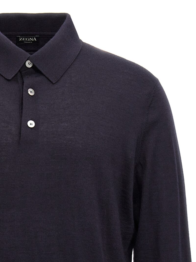 Silk cashmere polo shirt Man ZEGNA Blue