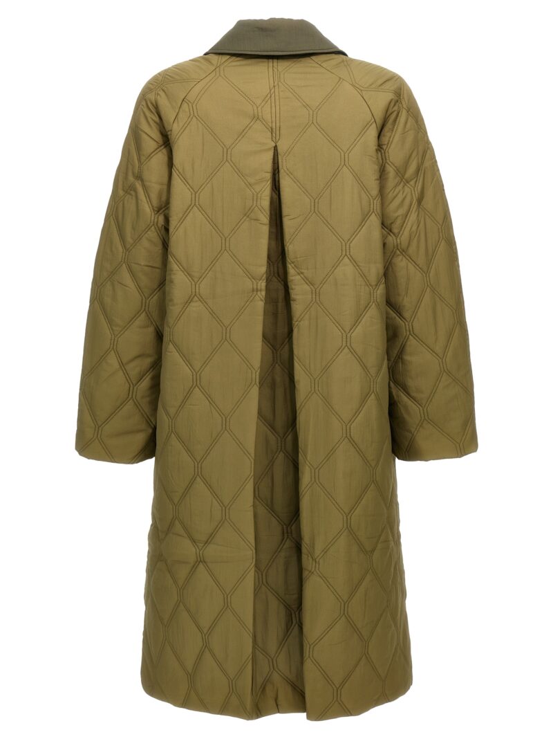 'Quilt Raglan' long down jacket F9206861 GANNI Green