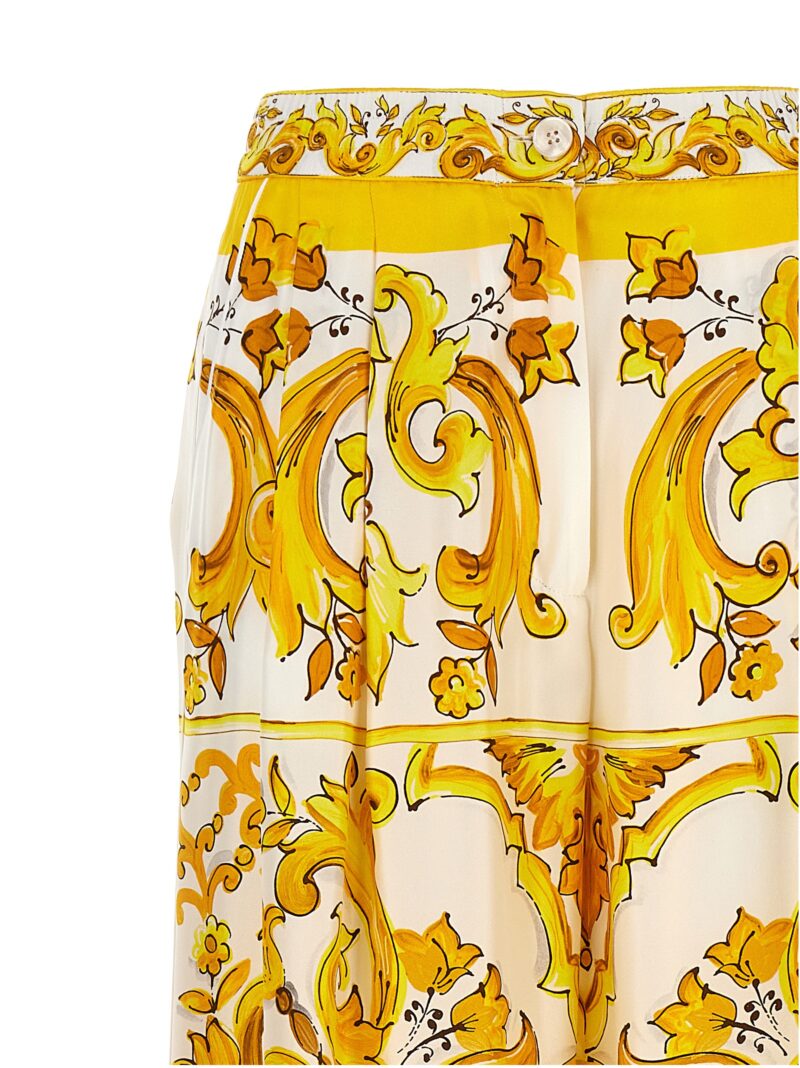 'Maiolica' pants 100% silk DOLCE & GABBANA Yellow