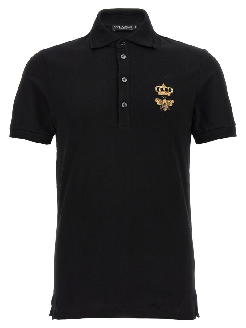 Embroidery piquet polo DOLCE & GABBANA Black