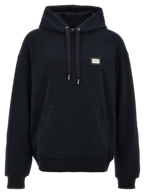 Logo plaque hoodie DOLCE & GABBANA Blue