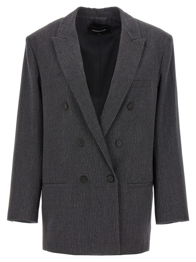 Pinstriped double-breasted blazer FABIANA FILIPPI Gray