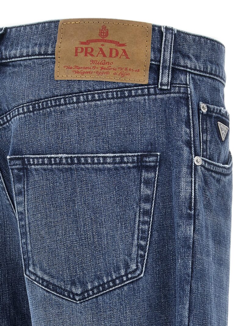 Triangle logo jeans 100% cotton PRADA Blue