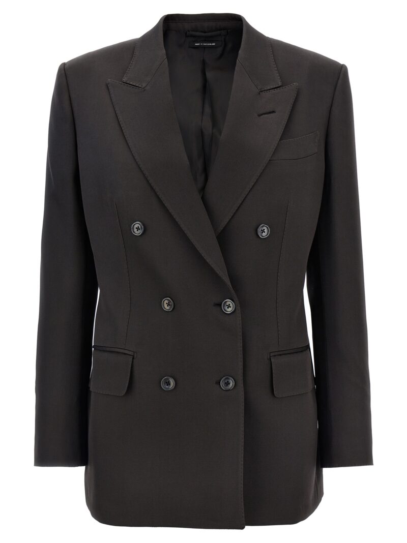 Twill double-breasted blazer TOM FORD Brown