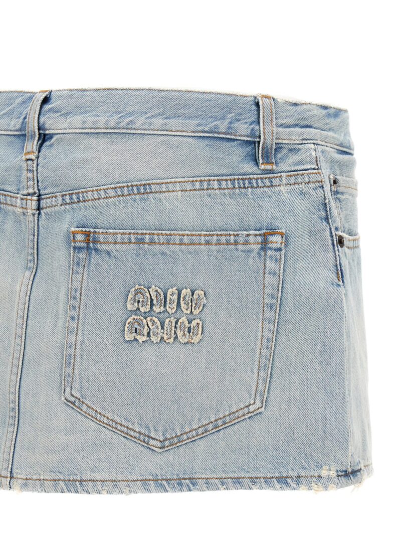 Logo denim skirt 100% cotton MIU MIU Light Blue