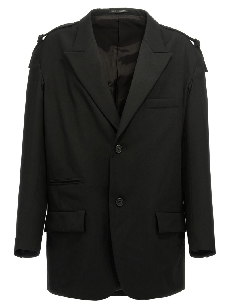 Single-breasted blazer with strap detail YOHJI YAMAMOTO Black