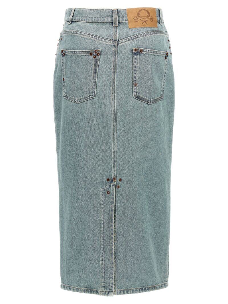 Rivets denim skirt J011854220349 MOSCHINO Light Blue