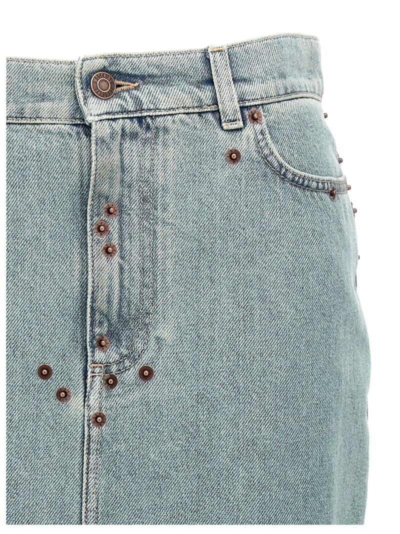 Rivets denim skirt Woman MOSCHINO Light Blue