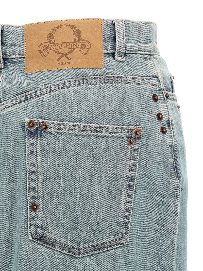 Rivets denim skirt 100% cotton MOSCHINO Light Blue