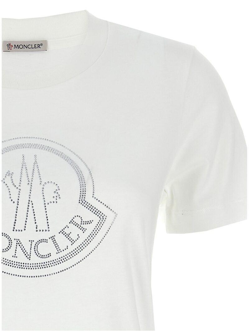 Rhinestone logo T-shirt Woman MONCLER White