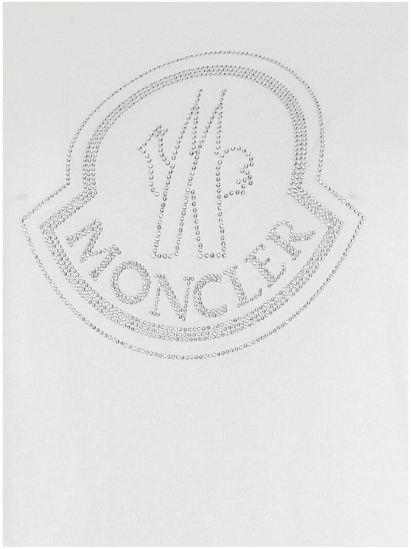 Rhinestone logo T-shirt 100% cotton MONCLER White